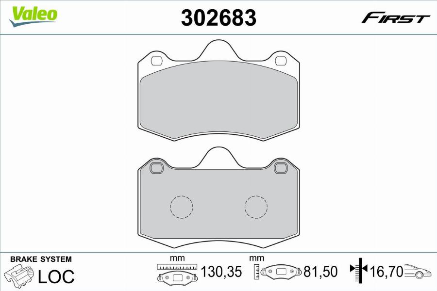 Valeo 302683 - Тормозные колодки, дисковые, комплект unicars.by