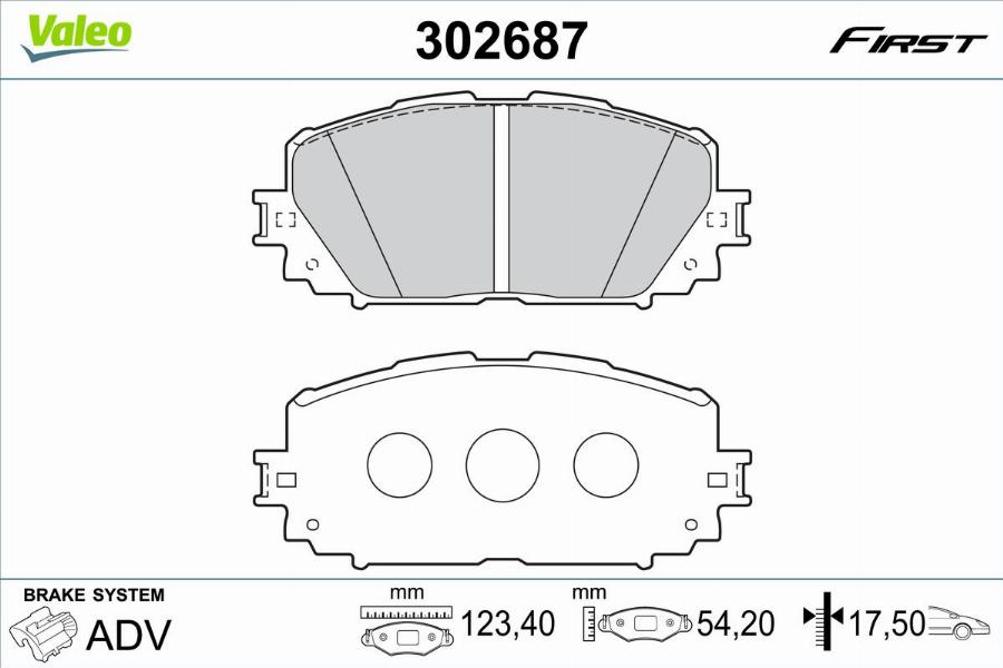 Valeo 302687 - Тормозные колодки, дисковые, комплект unicars.by