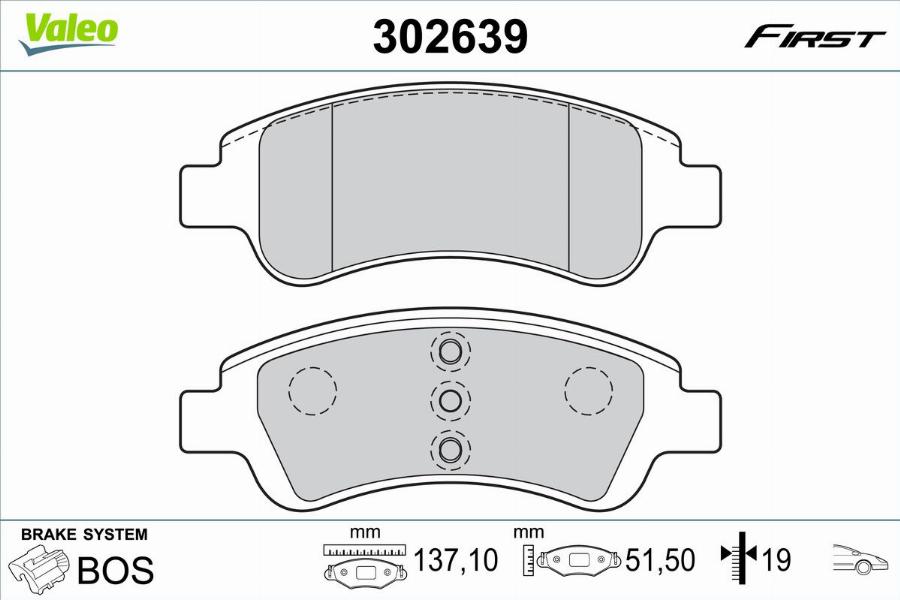 Valeo 302639 - Тормозные колодки, дисковые, комплект unicars.by