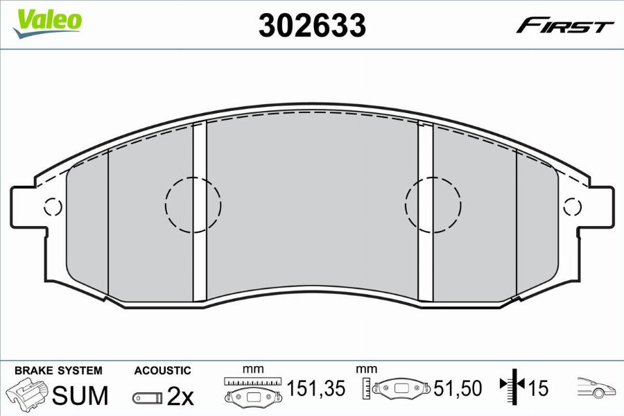 Valeo 302633 - Тормозные колодки, дисковые, комплект unicars.by