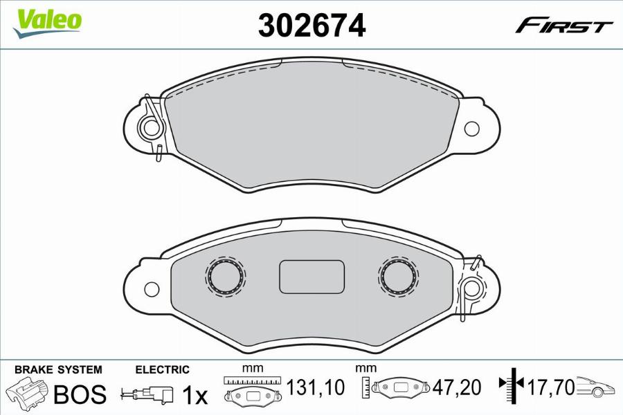 Valeo 302674 - Тормозные колодки, дисковые, комплект unicars.by