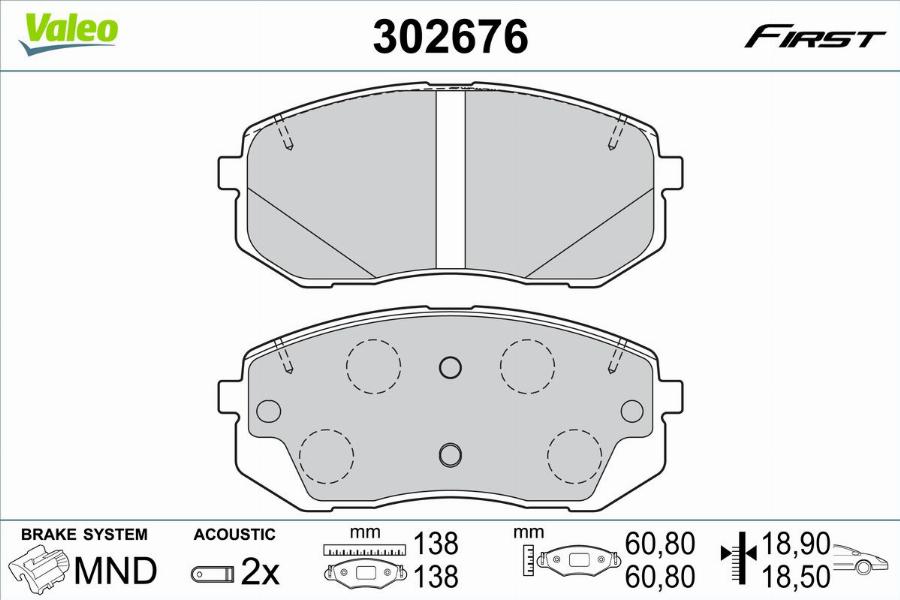 Valeo 302676 - Тормозные колодки, дисковые, комплект unicars.by