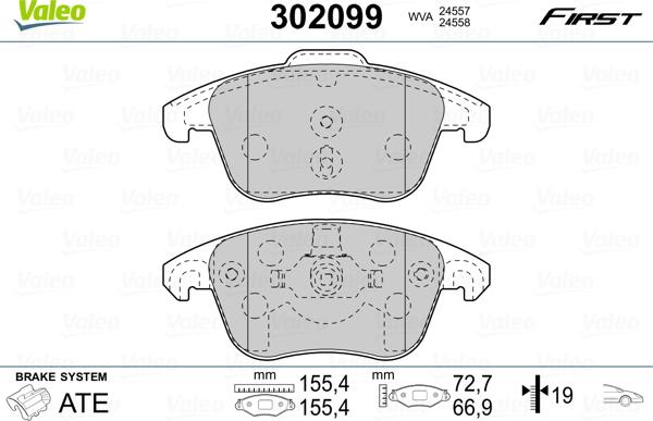 Valeo 302099 - Тормозные колодки, дисковые, комплект unicars.by