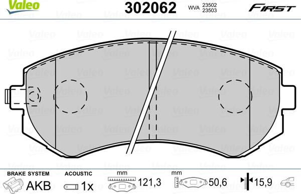 Valeo 302062 - Тормозные колодки, дисковые, комплект unicars.by