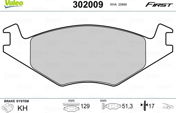 Valeo 302009 - Тормозные колодки, дисковые, комплект unicars.by