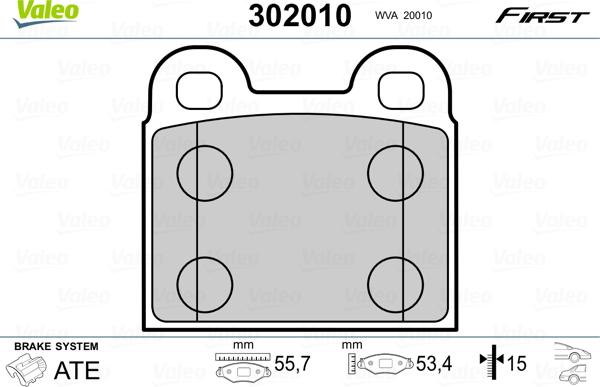 Valeo 302010 - Тормозные колодки, дисковые, комплект unicars.by