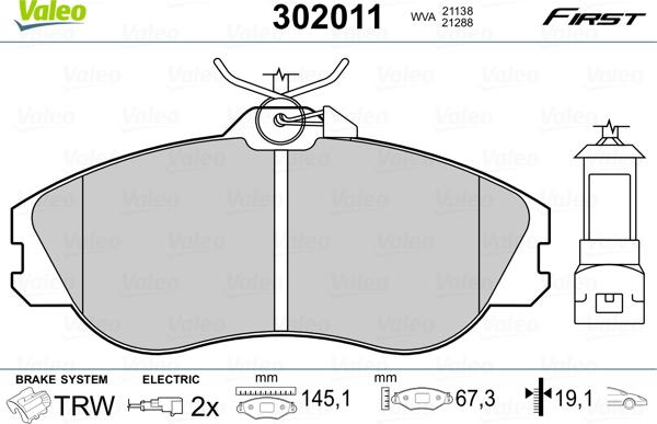 Valeo 302011 - Тормозные колодки, дисковые, комплект unicars.by