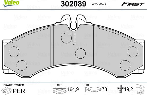 Valeo 302089 - Тормозные колодки, дисковые, комплект unicars.by