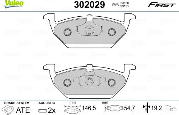 Valeo 302029 - Тормозные колодки, дисковые, комплект unicars.by