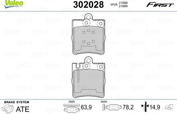 Valeo 302028 - Тормозные колодки, дисковые, комплект unicars.by