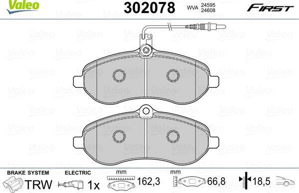 Valeo 302078 - Тормозные колодки, дисковые, комплект unicars.by