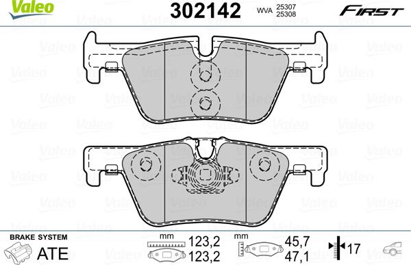 Valeo 302142 - Тормозные колодки, дисковые, комплект unicars.by