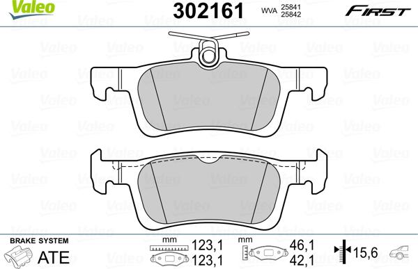 Valeo 302161 - Тормозные колодки, дисковые, комплект unicars.by