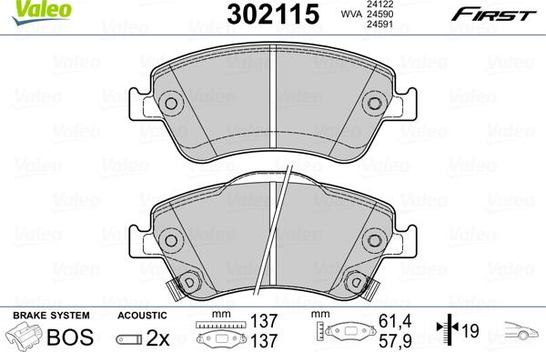 Valeo 302115 - Тормозные колодки, дисковые, комплект unicars.by