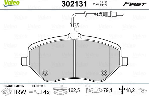 Valeo 302131 - Тормозные колодки, дисковые, комплект unicars.by