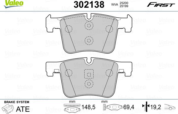 Valeo 302138 - Тормозные колодки, дисковые, комплект unicars.by