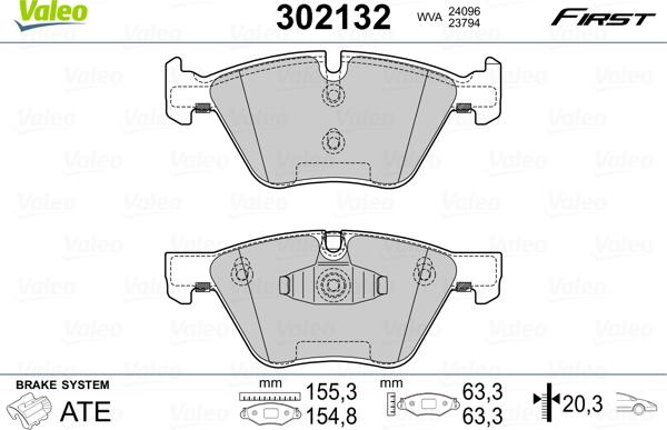 Valeo 302132 - Тормозные колодки, дисковые, комплект unicars.by