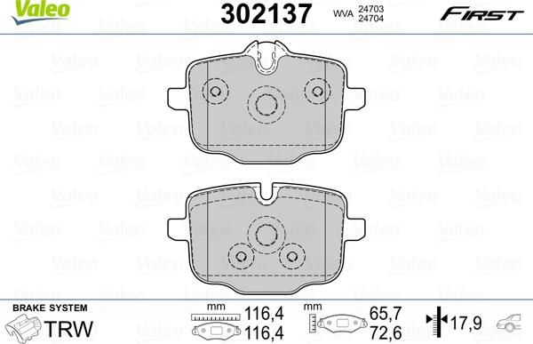 Valeo 302137 - Тормозные колодки, дисковые, комплект unicars.by