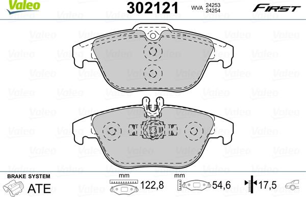 Valeo 302121 - Тормозные колодки, дисковые, комплект unicars.by