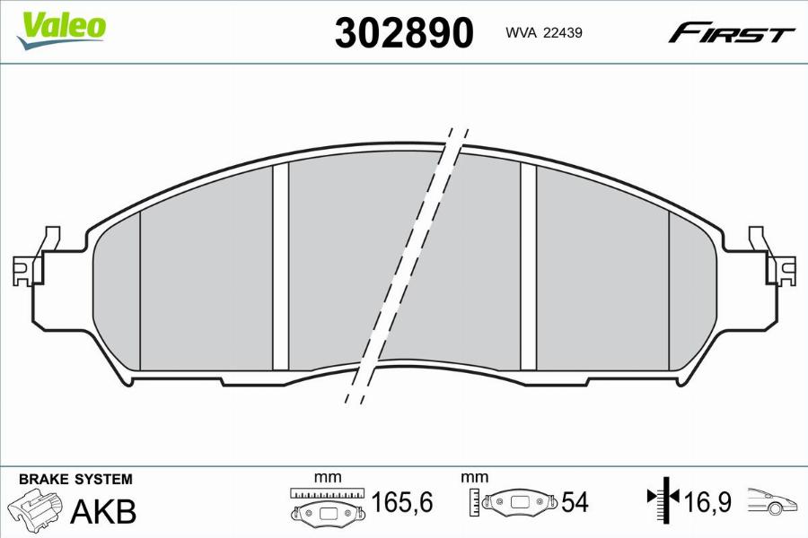 Valeo 302890 - Тормозные колодки, дисковые, комплект unicars.by