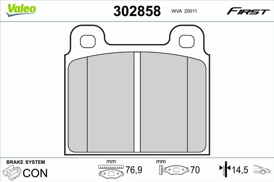 Valeo 302858 - Тормозные колодки, дисковые, комплект unicars.by