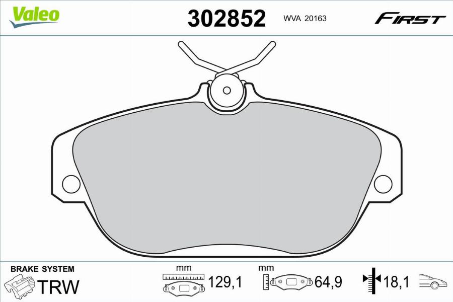 Valeo 302852 - Тормозные колодки, дисковые, комплект unicars.by