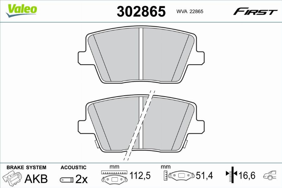 Valeo 302865 - Тормозные колодки, дисковые, комплект unicars.by