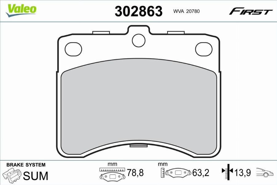 Valeo 302863 - Тормозные колодки, дисковые, комплект unicars.by