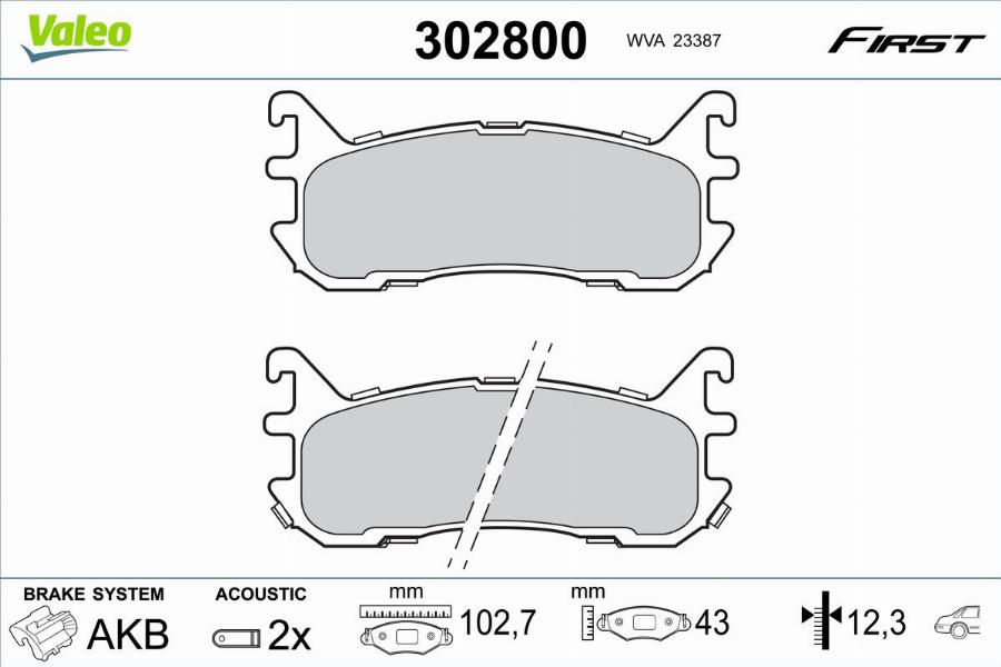 Valeo 302800 - Тормозные колодки, дисковые, комплект unicars.by