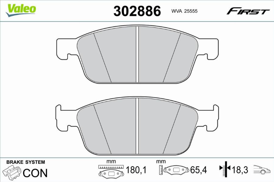 Valeo 302886 - Тормозные колодки, дисковые, комплект unicars.by