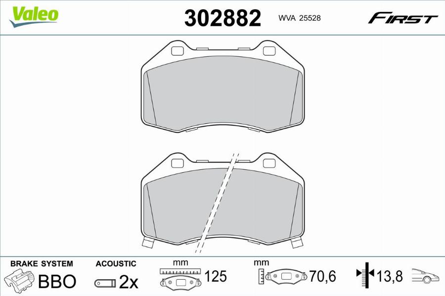 Valeo 302882 - Тормозные колодки, дисковые, комплект unicars.by