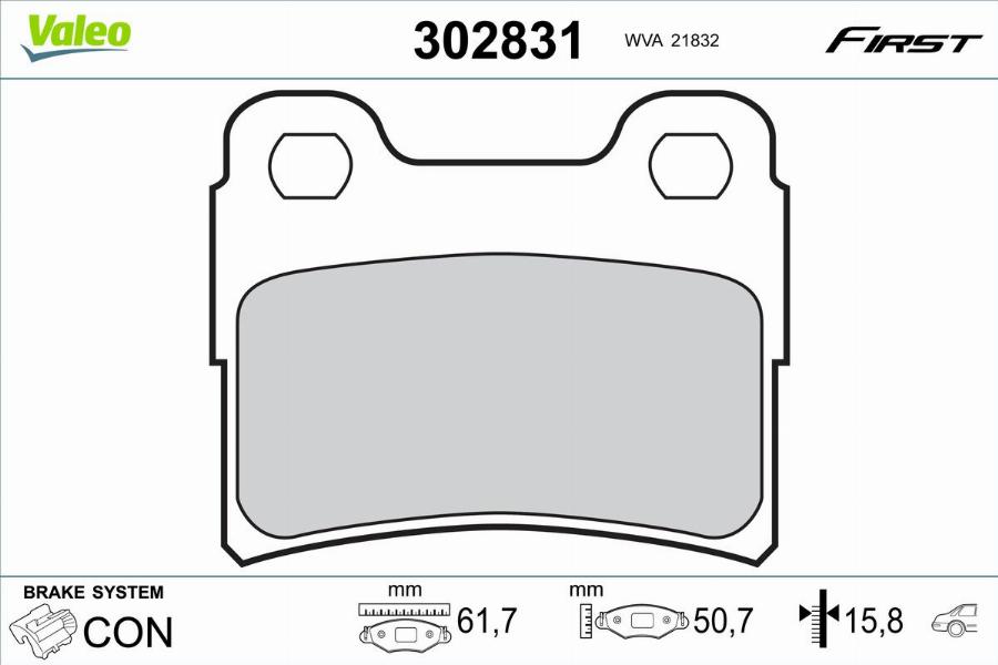 Valeo 302831 - Тормозные колодки, дисковые, комплект unicars.by