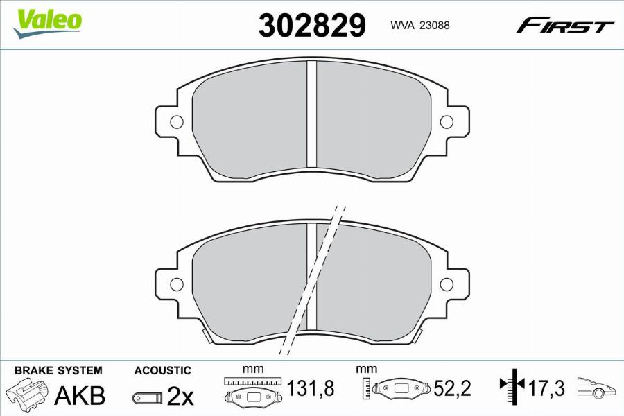 Valeo 302829 - Тормозные колодки, дисковые, комплект unicars.by