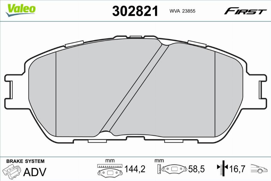 Valeo 302821 - Тормозные колодки, дисковые, комплект unicars.by