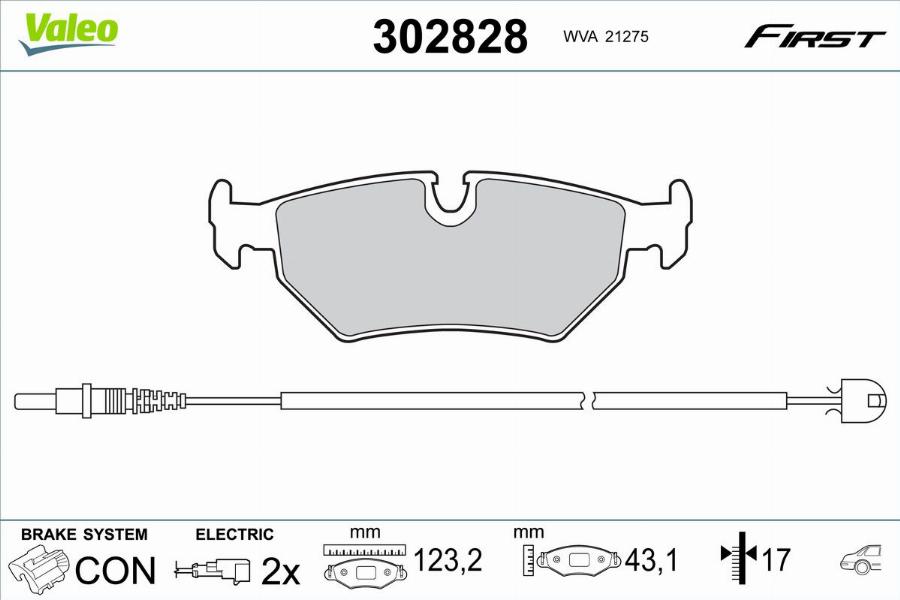 Valeo 302828 - Тормозные колодки, дисковые, комплект unicars.by