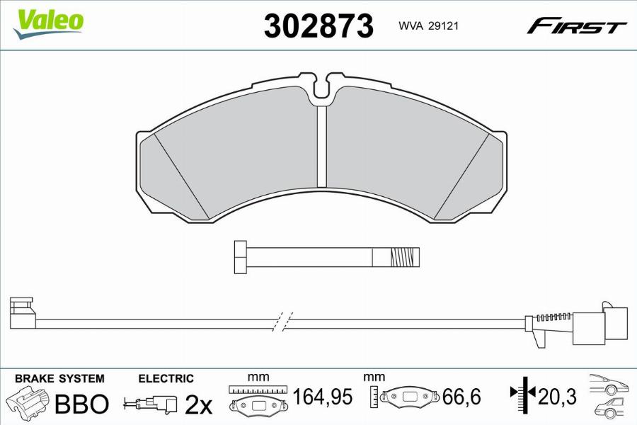 Valeo 302873 - Тормозные колодки, дисковые, комплект unicars.by