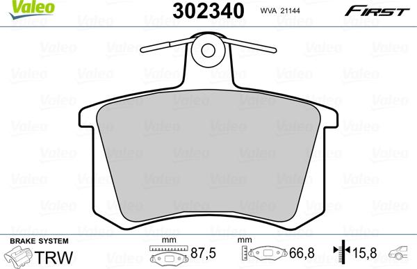 Valeo 302340 - Тормозные колодки, дисковые, комплект unicars.by