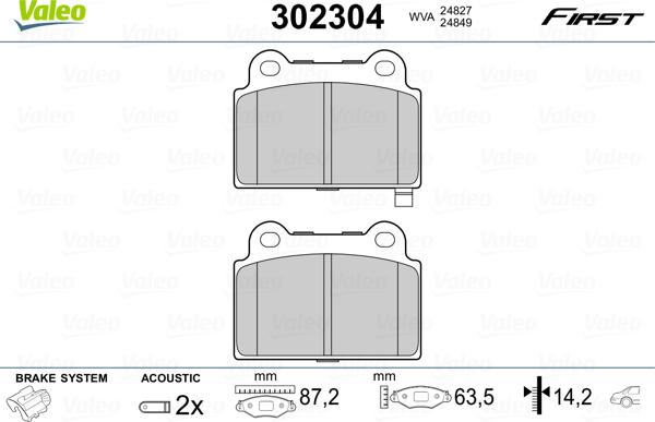 Valeo 302304 - Тормозные колодки, дисковые, комплект unicars.by