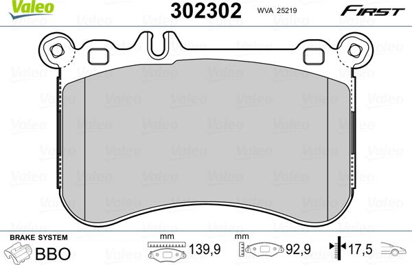 Valeo 302302 - Тормозные колодки, дисковые, комплект unicars.by