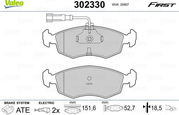 Valeo 302330 - Тормозные колодки, дисковые, комплект unicars.by