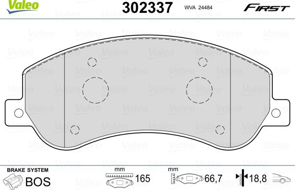 Valeo 302337 - Тормозные колодки, дисковые, комплект unicars.by