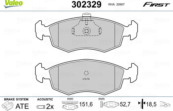 Valeo 302329 - Тормозные колодки, дисковые, комплект unicars.by