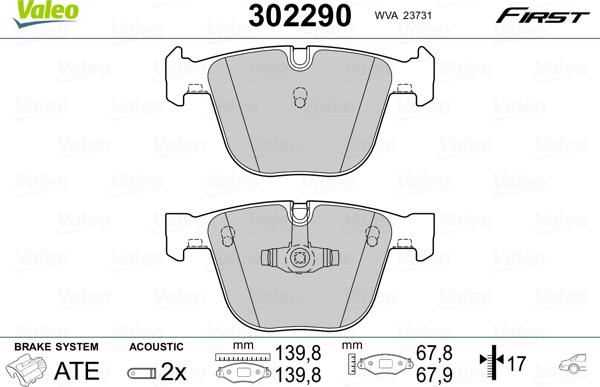 Valeo 302290 - Тормозные колодки, дисковые, комплект unicars.by