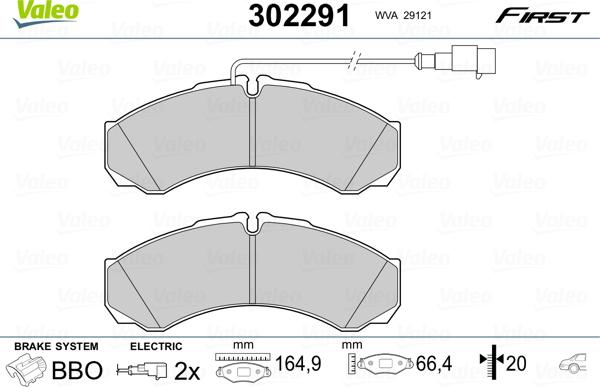 Valeo 302291 - Тормозные колодки, дисковые, комплект unicars.by