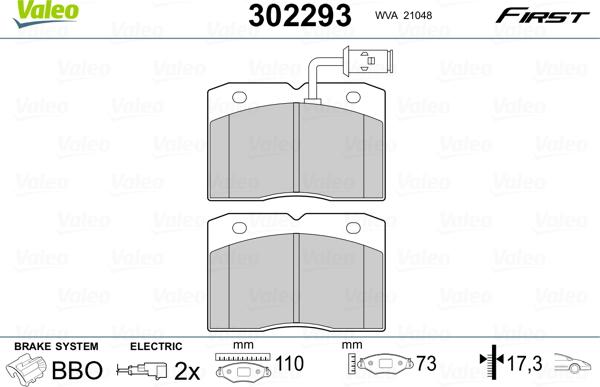 Valeo 302293 - Тормозные колодки, дисковые, комплект unicars.by