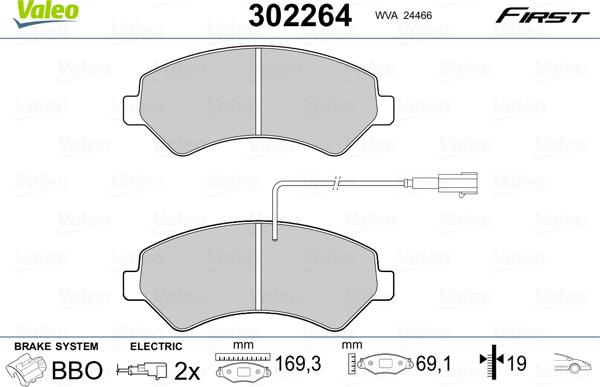 Valeo 302264 - Тормозные колодки, дисковые, комплект unicars.by