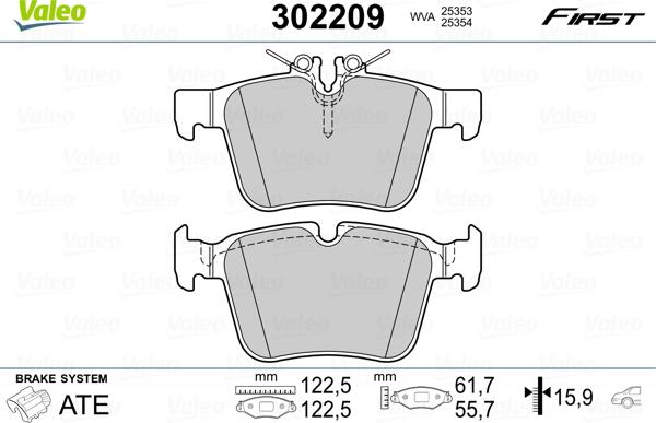 Valeo 302209 - Тормозные колодки, дисковые, комплект unicars.by