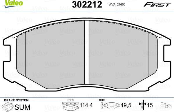 Valeo 302212 - Тормозные колодки, дисковые, комплект unicars.by