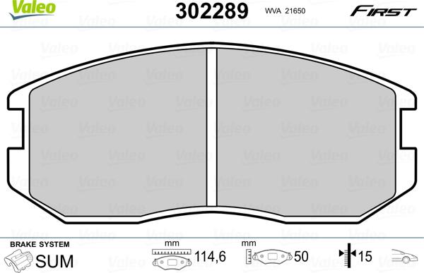 Valeo 302289 - Тормозные колодки, дисковые, комплект unicars.by