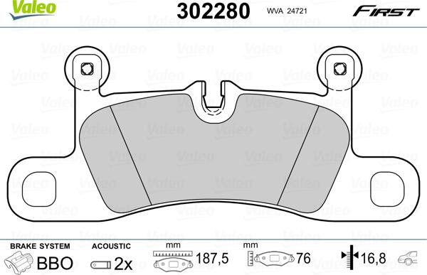 Valeo 302280 - Тормозные колодки, дисковые, комплект unicars.by